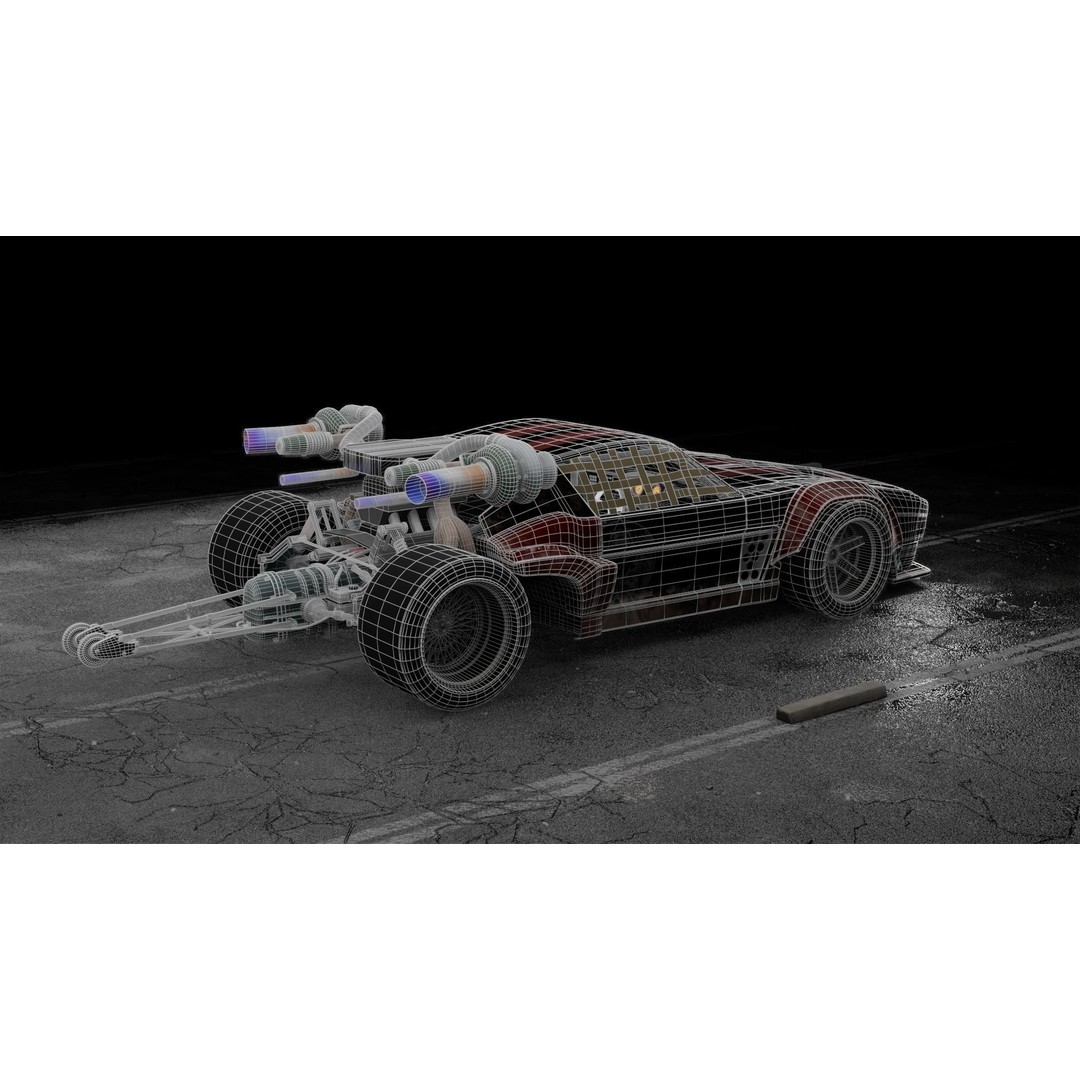 Cyberpunk Car 3D Model – Low Poly Game Asset, FBX, PBR Textures - View 12