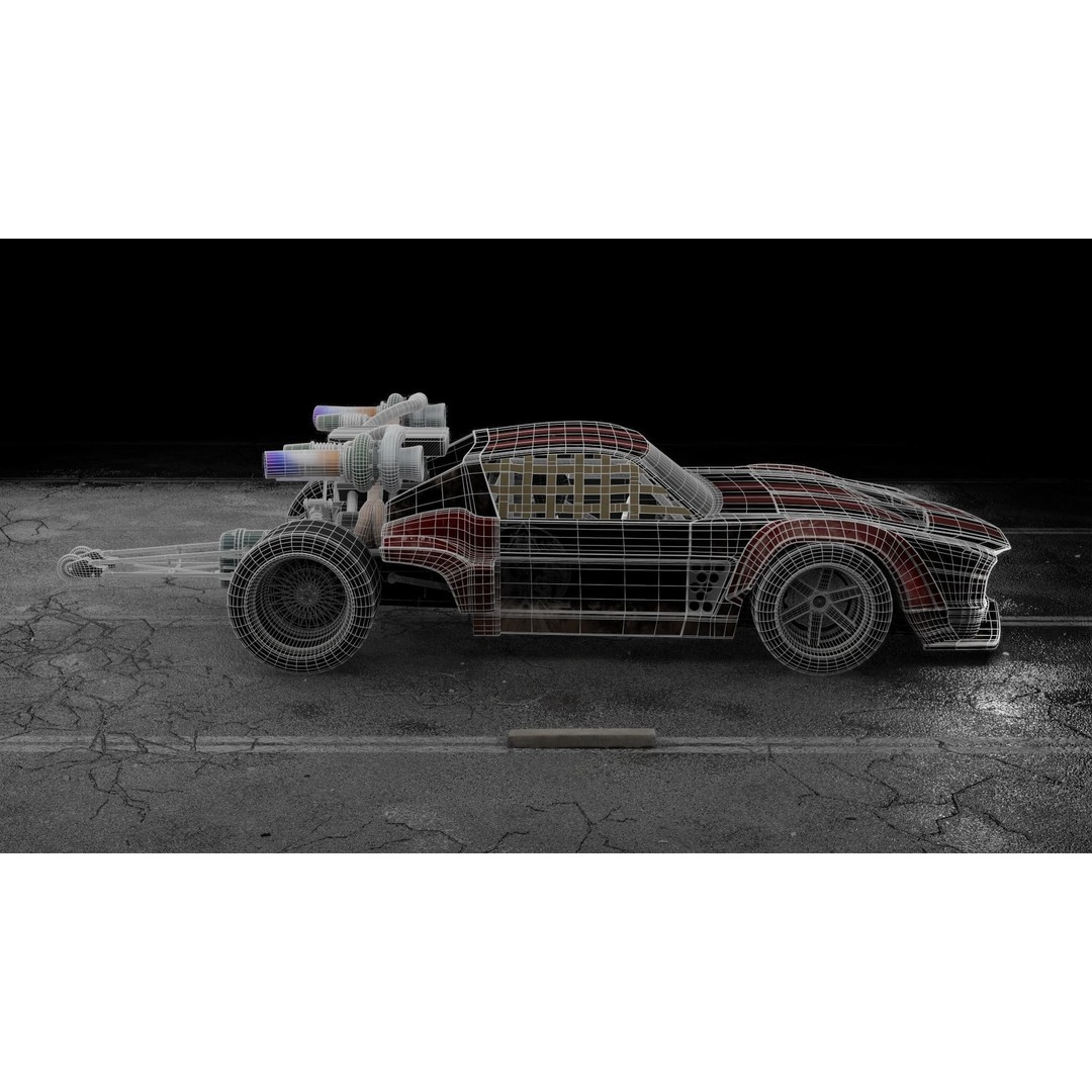 Cyberpunk Car 3D Model – Low Poly Game Asset, FBX, PBR Textures - View 13