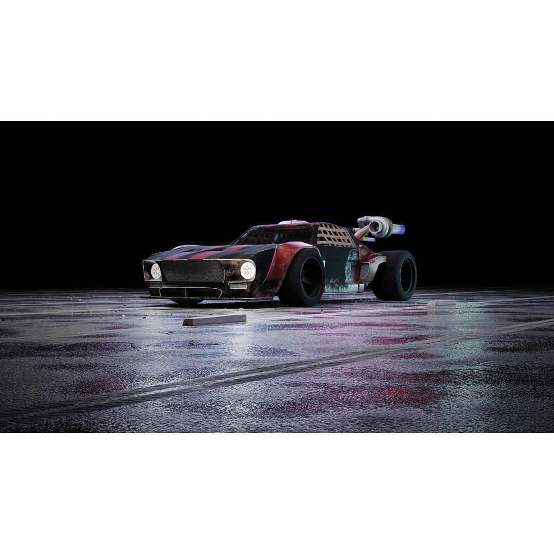 Cyberpunk Car 3D Model – Low Poly Game Asset, FBX, PBR Textures - View 4