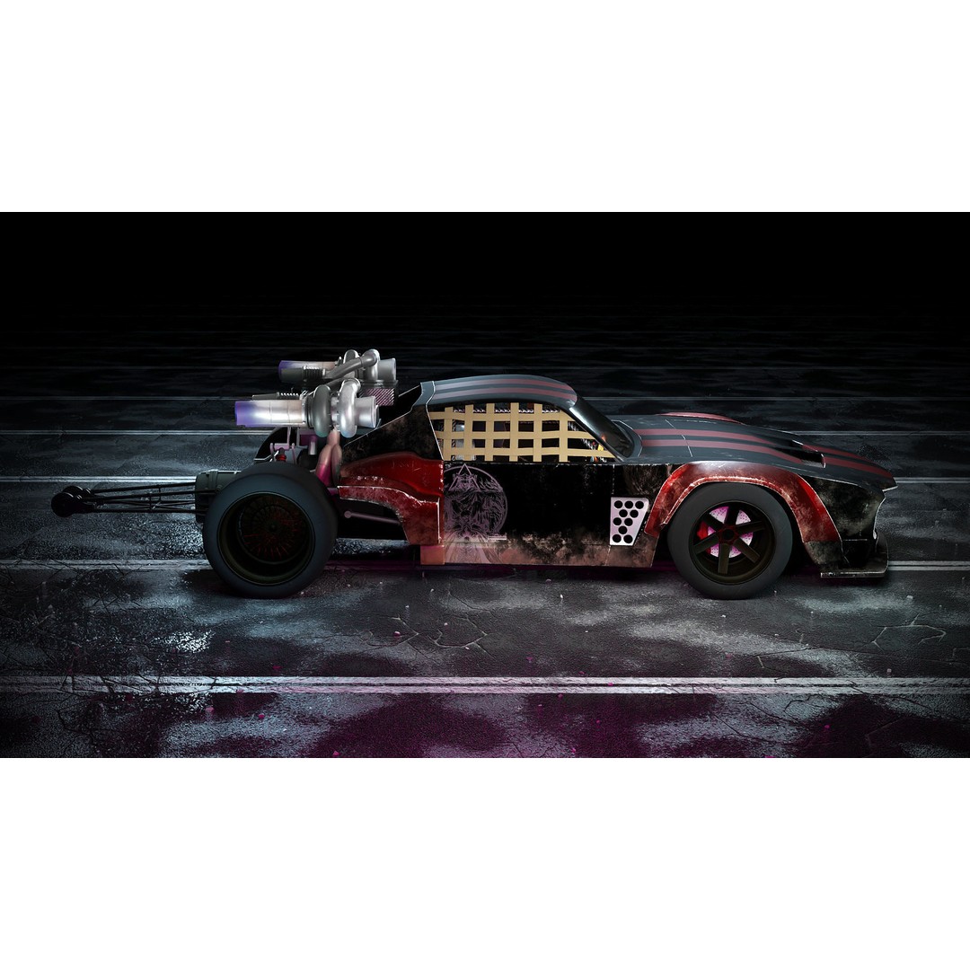Cyberpunk Car 3D Model – Low Poly Game Asset, FBX, PBR Textures - View 5