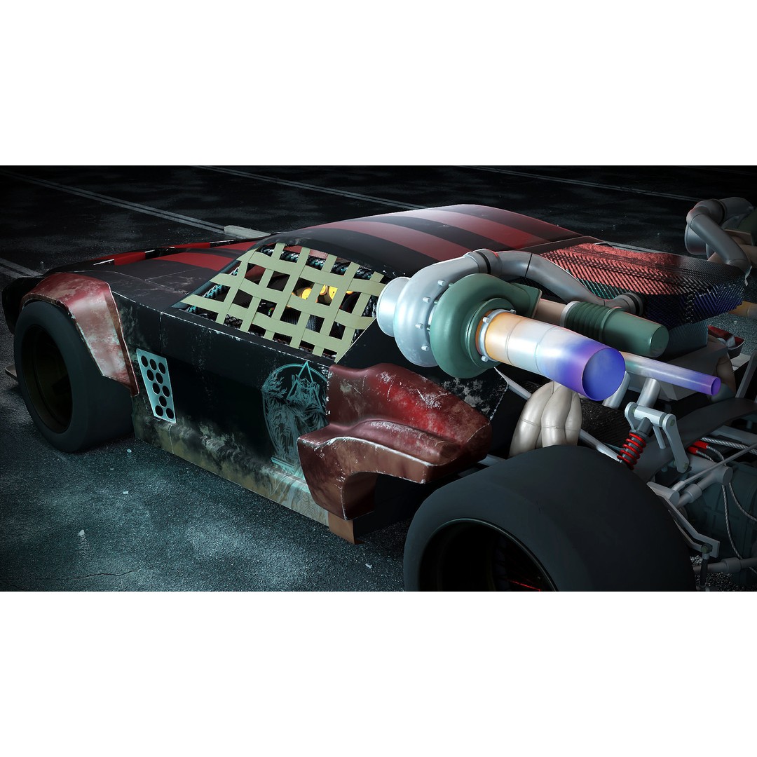 Cyberpunk Car 3D Model – Low Poly Game Asset, FBX, PBR Textures - View 8