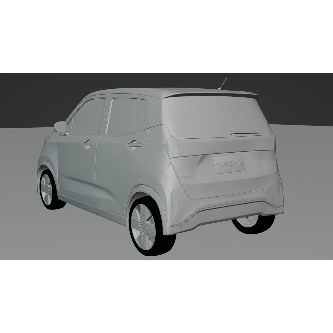 Nissan Sakura 3D Model – Electric Minivehicle, Game Ready, Blender - View 13