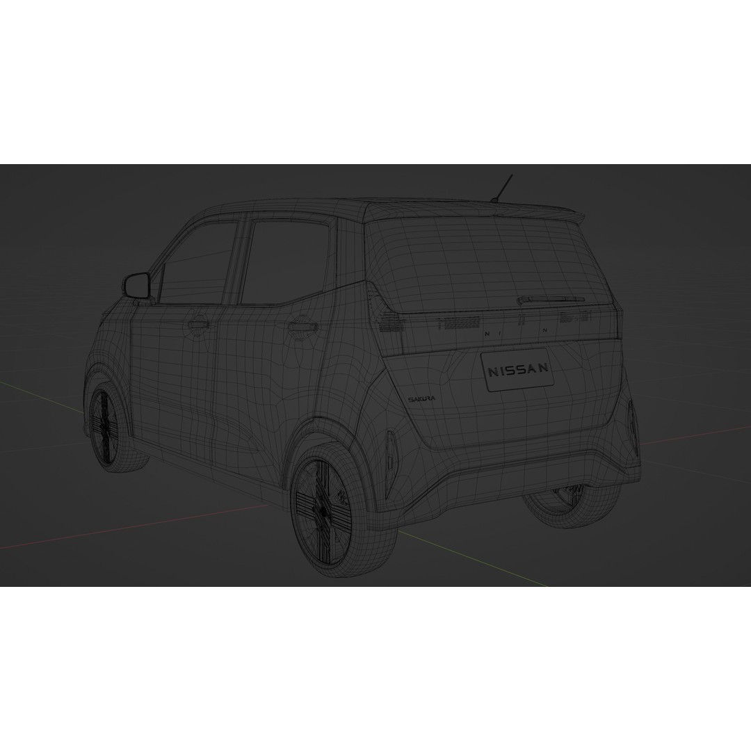 Nissan Sakura 3D Model – Electric Minivehicle, Game Ready, Blender - View 18