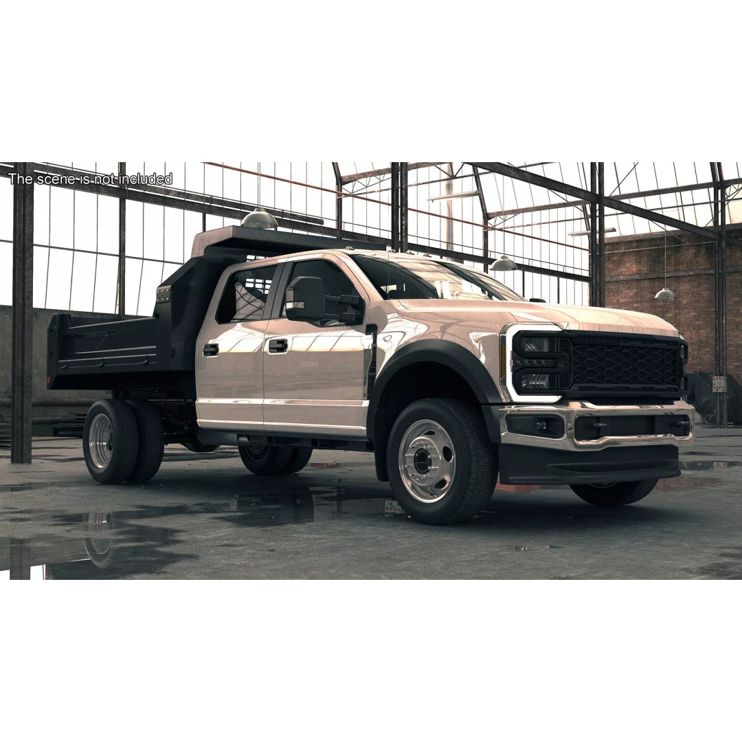 Pickup Truck 3D Model – Black Dump Vehicle, PBR Textures, FBX - View 2