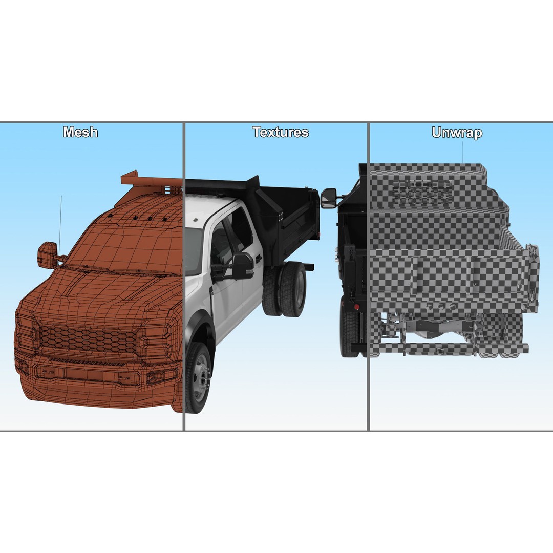 Pickup Truck 3D Model – Black Dump Vehicle, PBR Textures, FBX - View 34