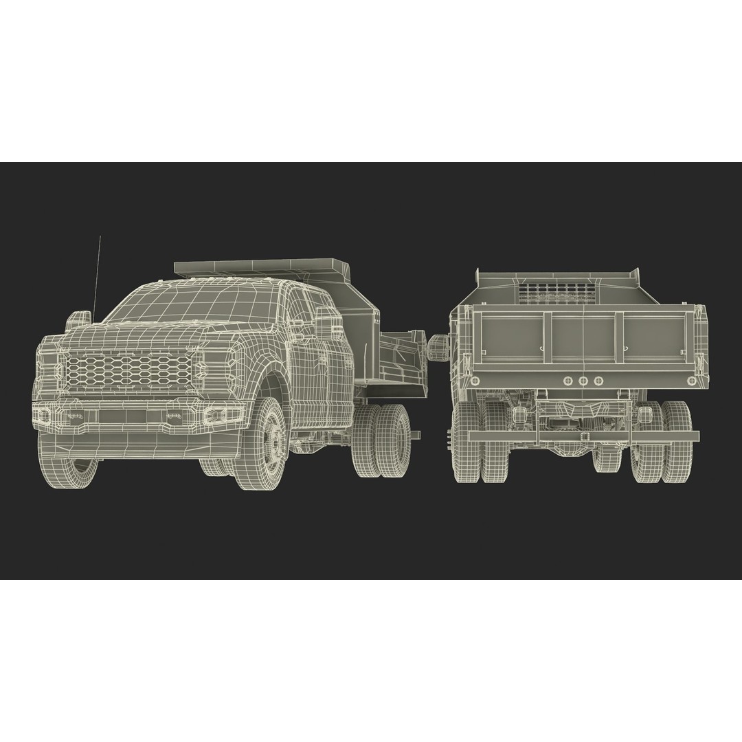 Pickup Truck 3D Model – Black Dump Vehicle, PBR Textures, FBX - View 40