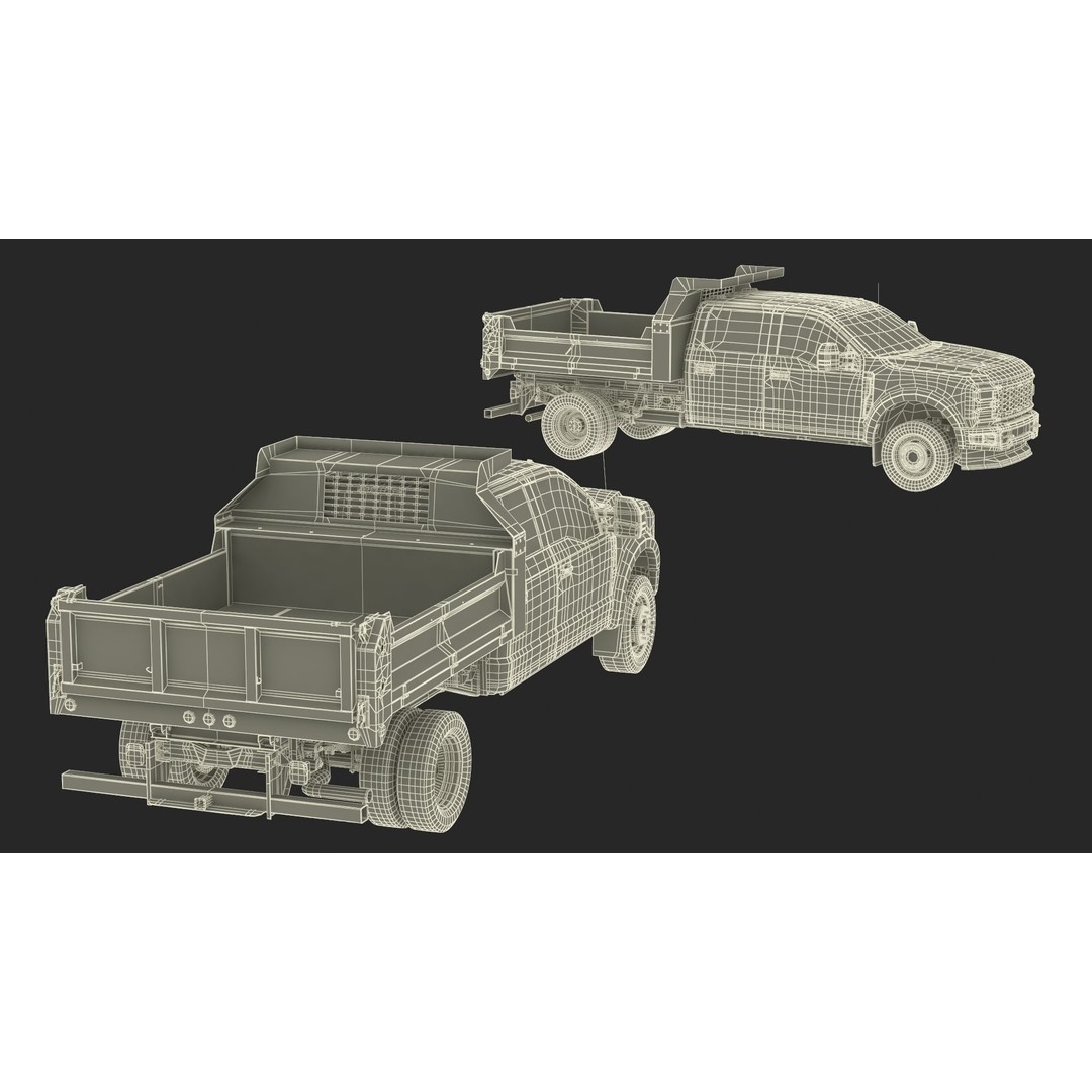 Pickup Truck 3D Model – Black Dump Vehicle, PBR Textures, FBX - View 42