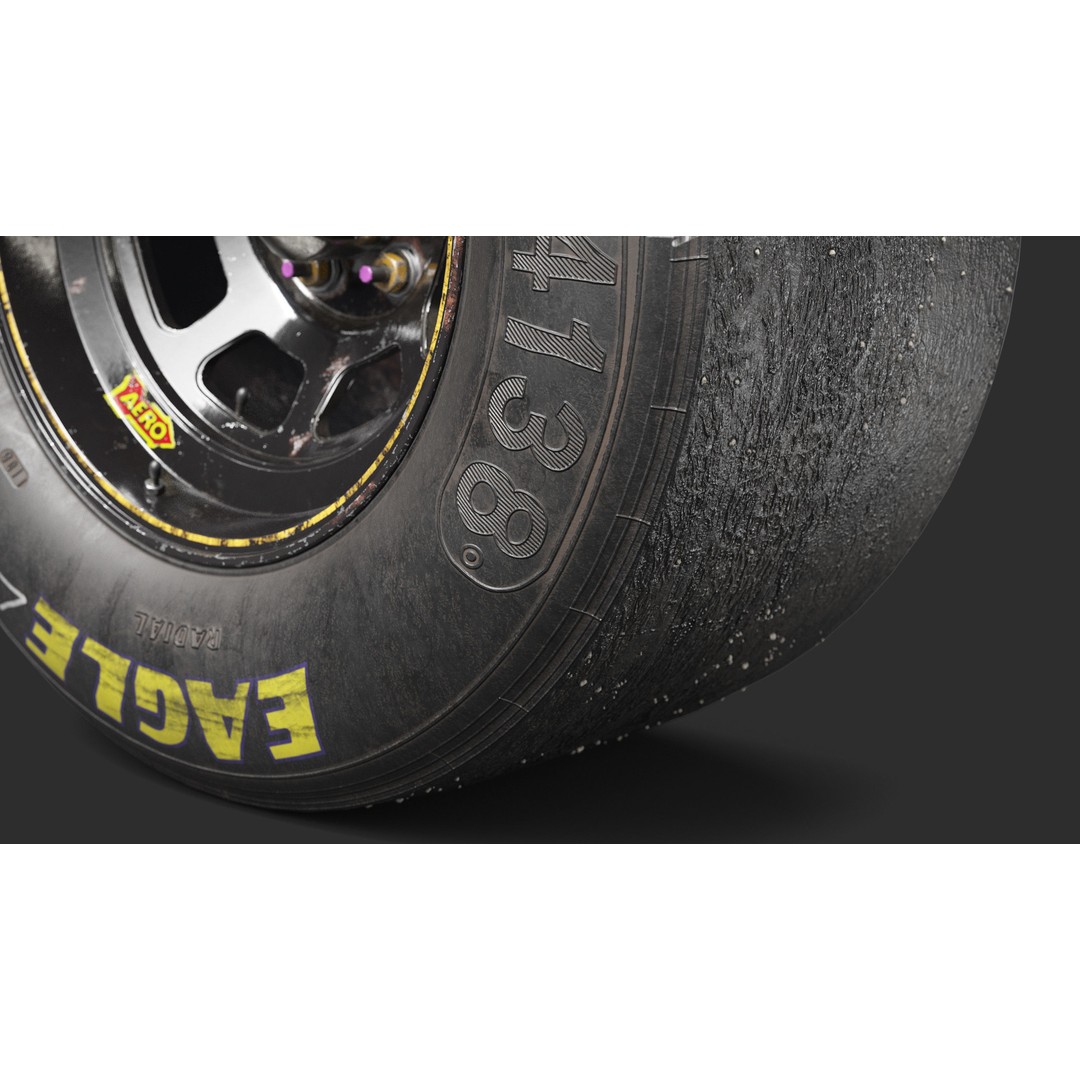 NASCAR Wheel 3D Model – Low Poly Racing Asset, FBX, PBR - View 10