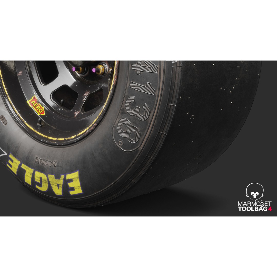 NASCAR Wheel 3D Model – Low Poly Racing Asset, FBX, PBR - View 11