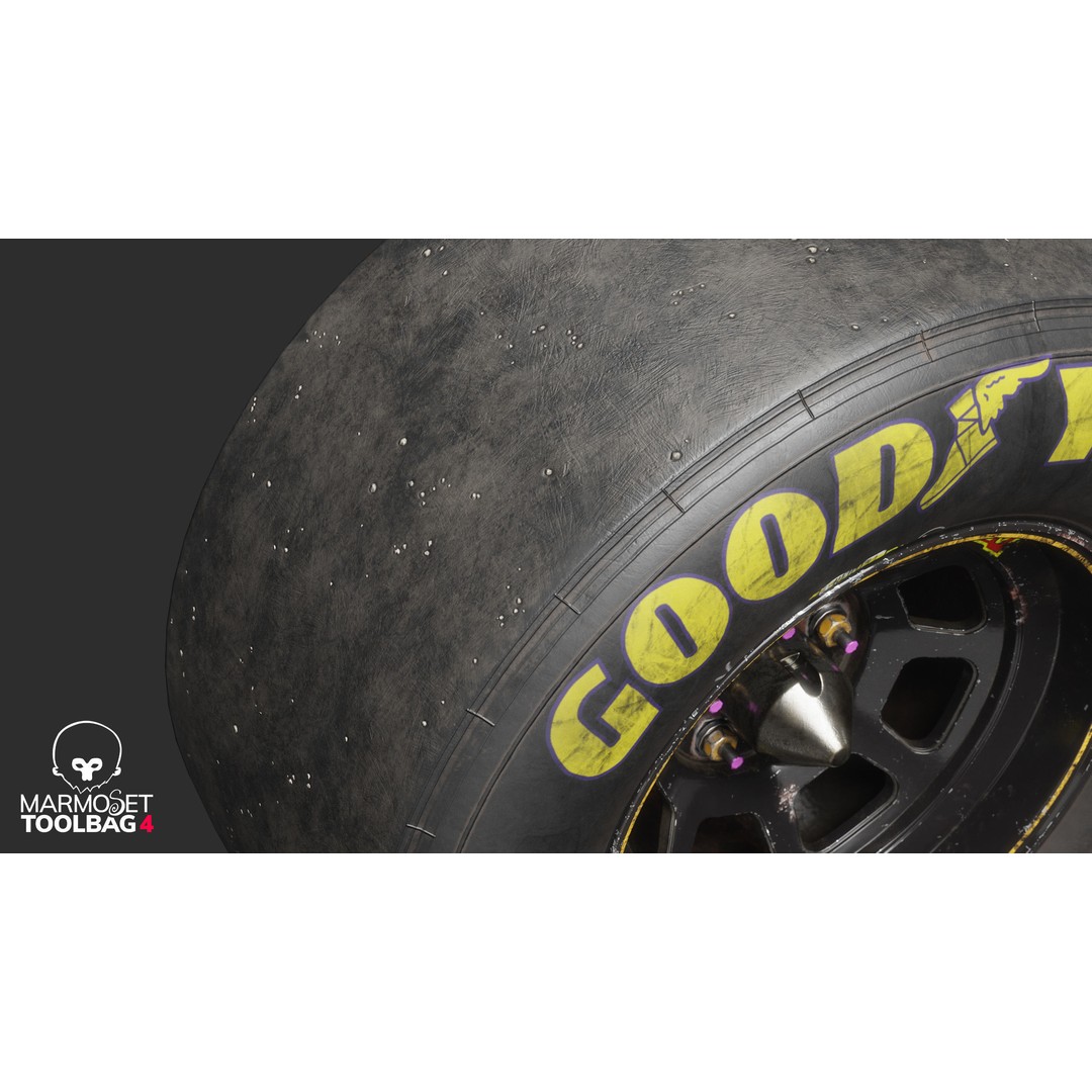 NASCAR Wheel 3D Model – Low Poly Racing Asset, FBX, PBR - View 13