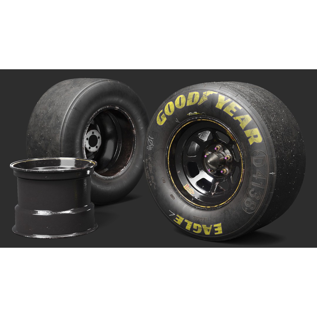 NASCAR Wheel 3D Model – Low Poly Racing Asset, FBX, PBR - View 14