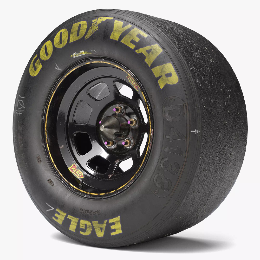 NASCAR Wheel 3D Model – Low Poly Racing Asset, FBX, PBR - View 2