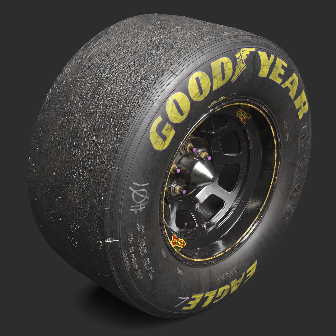 NASCAR Wheel 3D Model – Low Poly Racing Asset, FBX, PBR - View 4