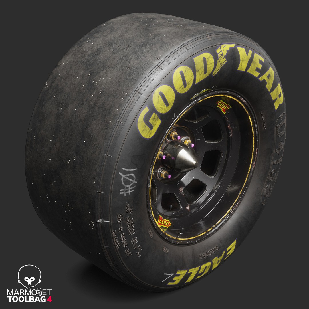 NASCAR Wheel 3D Model – Low Poly Racing Asset, FBX, PBR - View 5