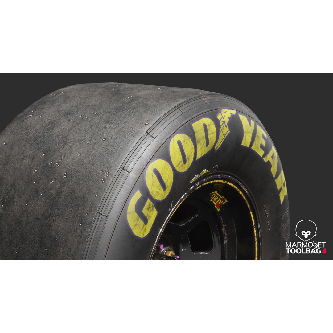NASCAR Wheel 3D Model – Low Poly Racing Asset, FBX, PBR - View 7