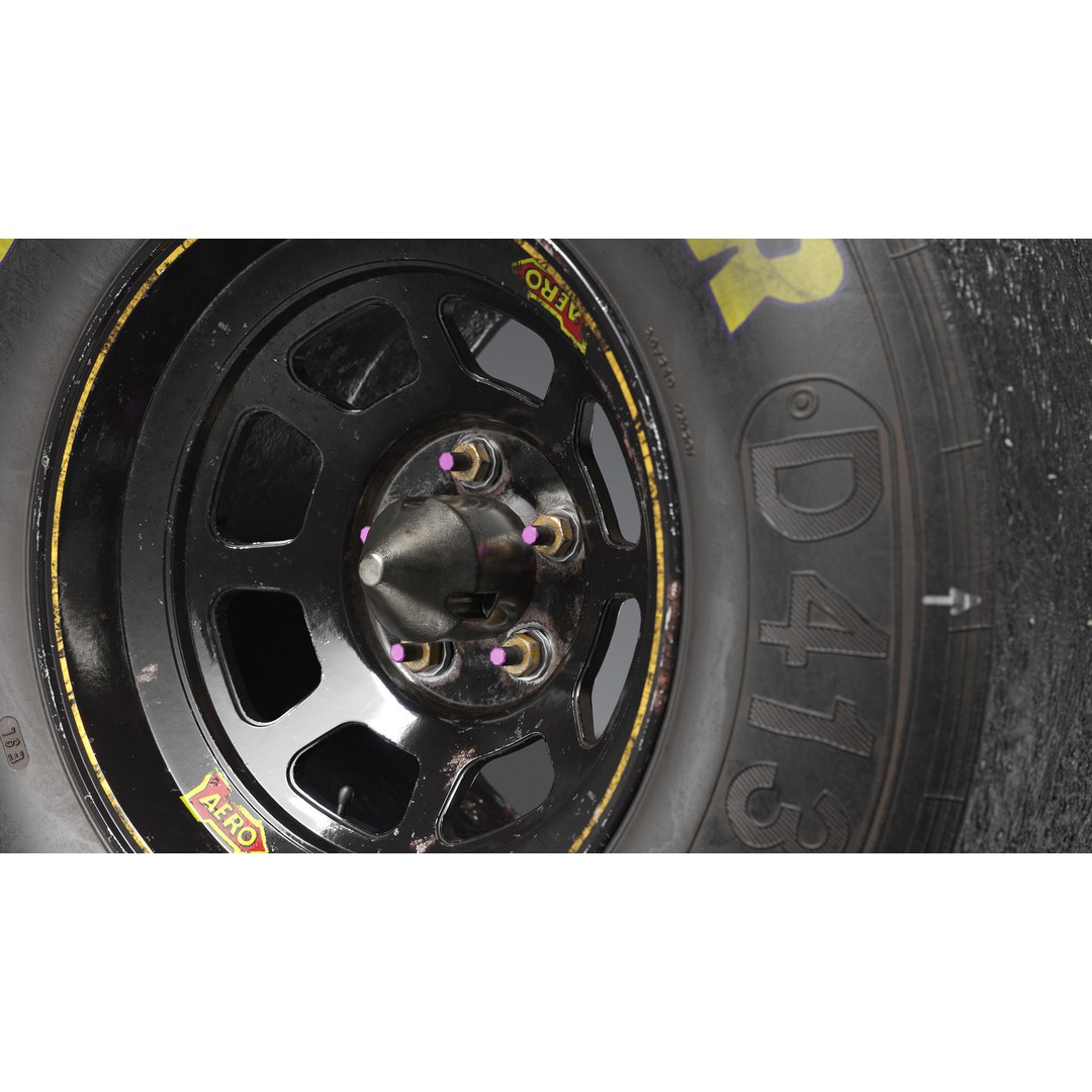 NASCAR Wheel 3D Model – Low Poly Racing Asset, FBX, PBR - View 8