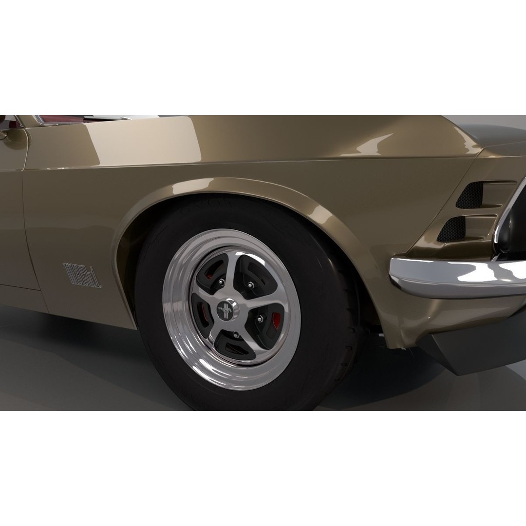 1970 Mustang 3D Model – High Poly & Low Poly Formats, Game Ready - View 10