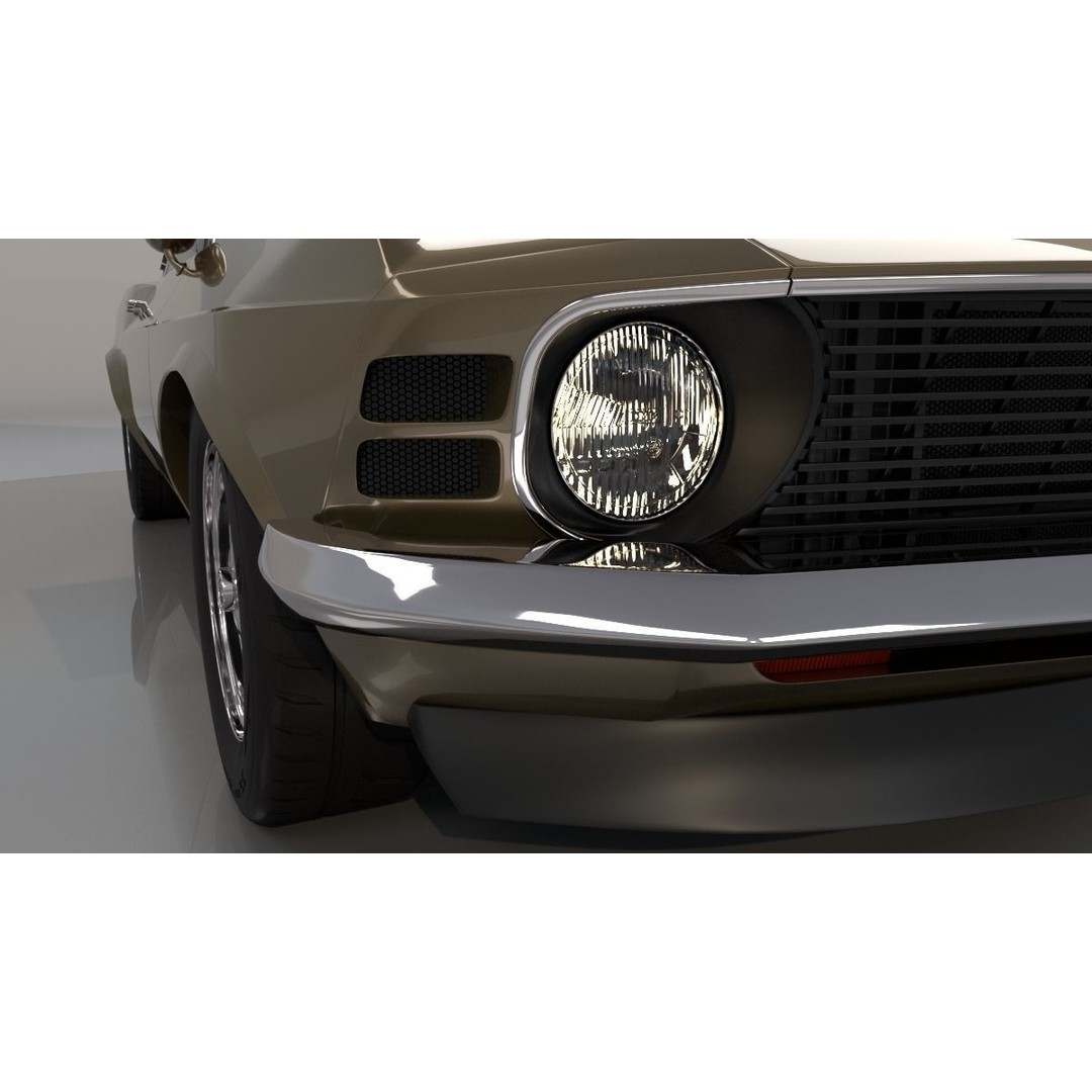 1970 Mustang 3D Model – High Poly & Low Poly Formats, Game Ready - View 11