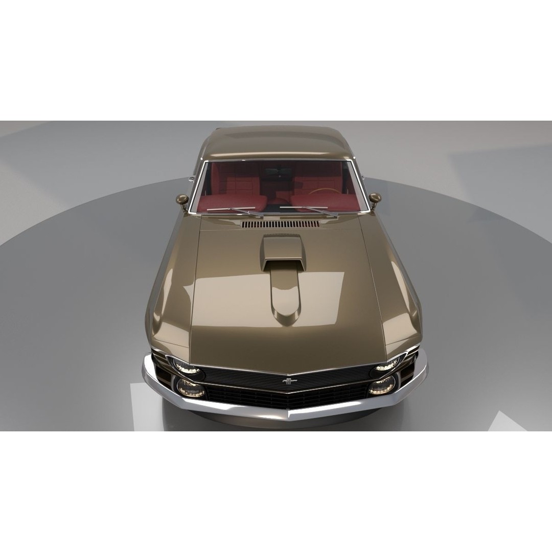 1970 Mustang 3D Model – High Poly & Low Poly Formats, Game Ready - View 15