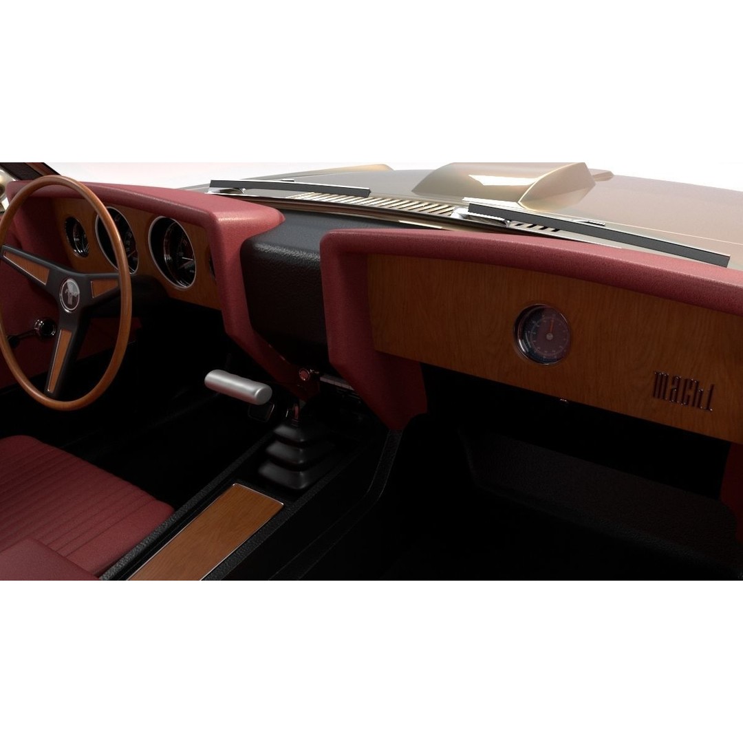 1970 Mustang 3D Model – High Poly & Low Poly Formats, Game Ready - View 17