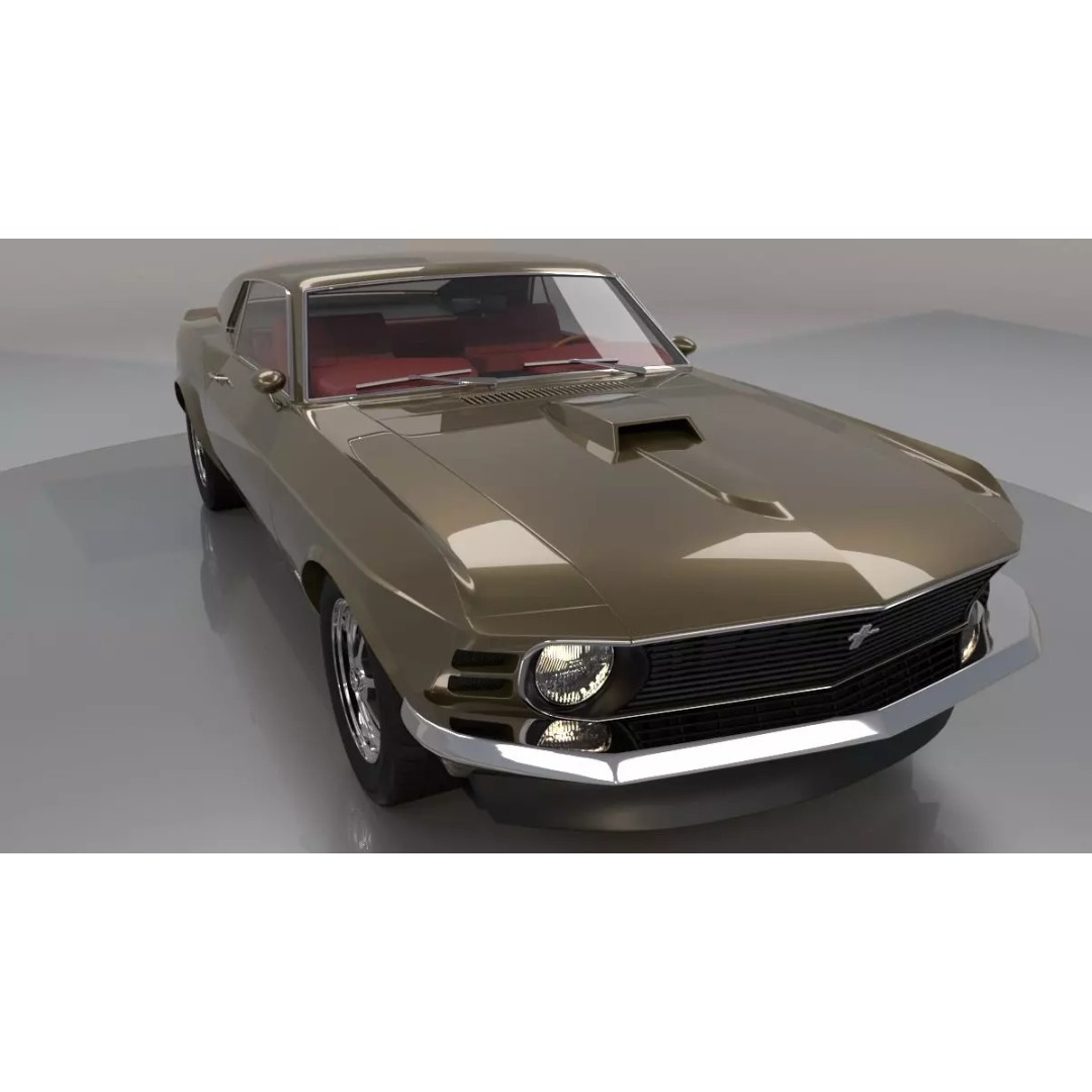 1970 Mustang 3D Model – High Poly & Low Poly Formats, Game Ready - View 2