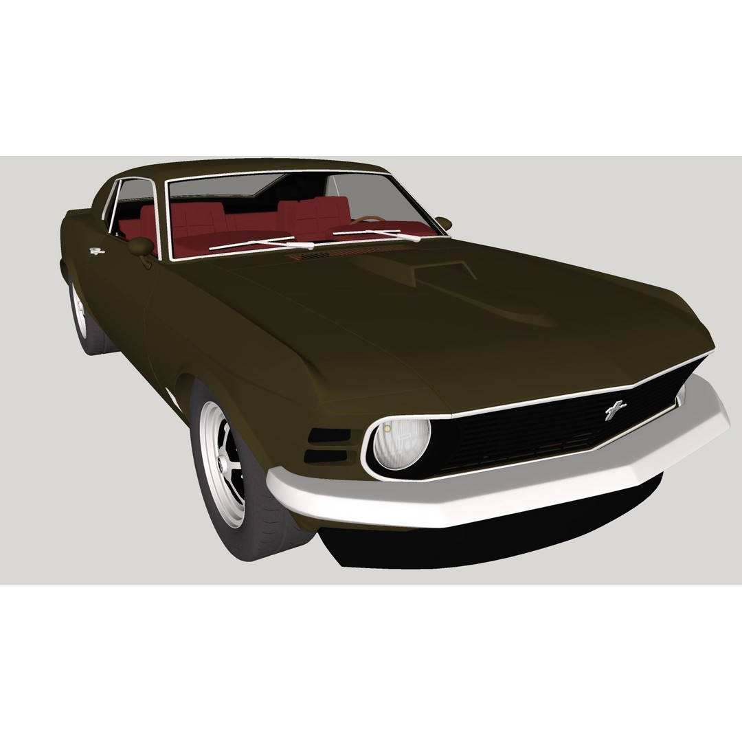 1970 Mustang 3D Model – High Poly & Low Poly Formats, Game Ready - View 21
