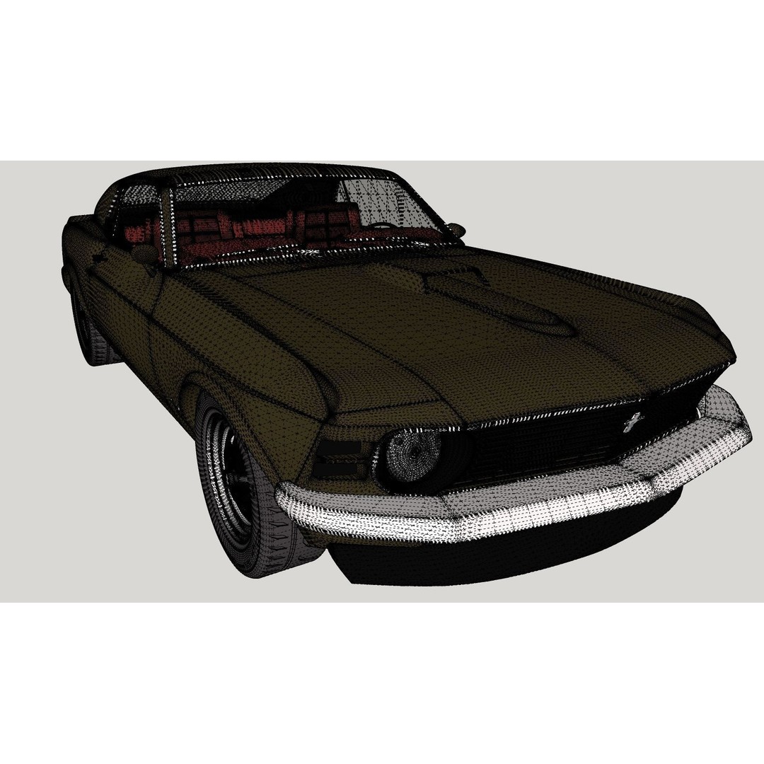 1970 Mustang 3D Model – High Poly & Low Poly Formats, Game Ready - View 22