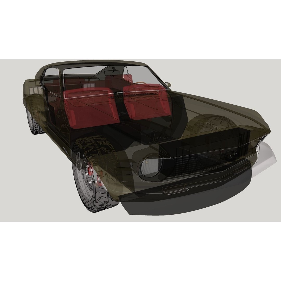 1970 Mustang 3D Model – High Poly & Low Poly Formats, Game Ready - View 24