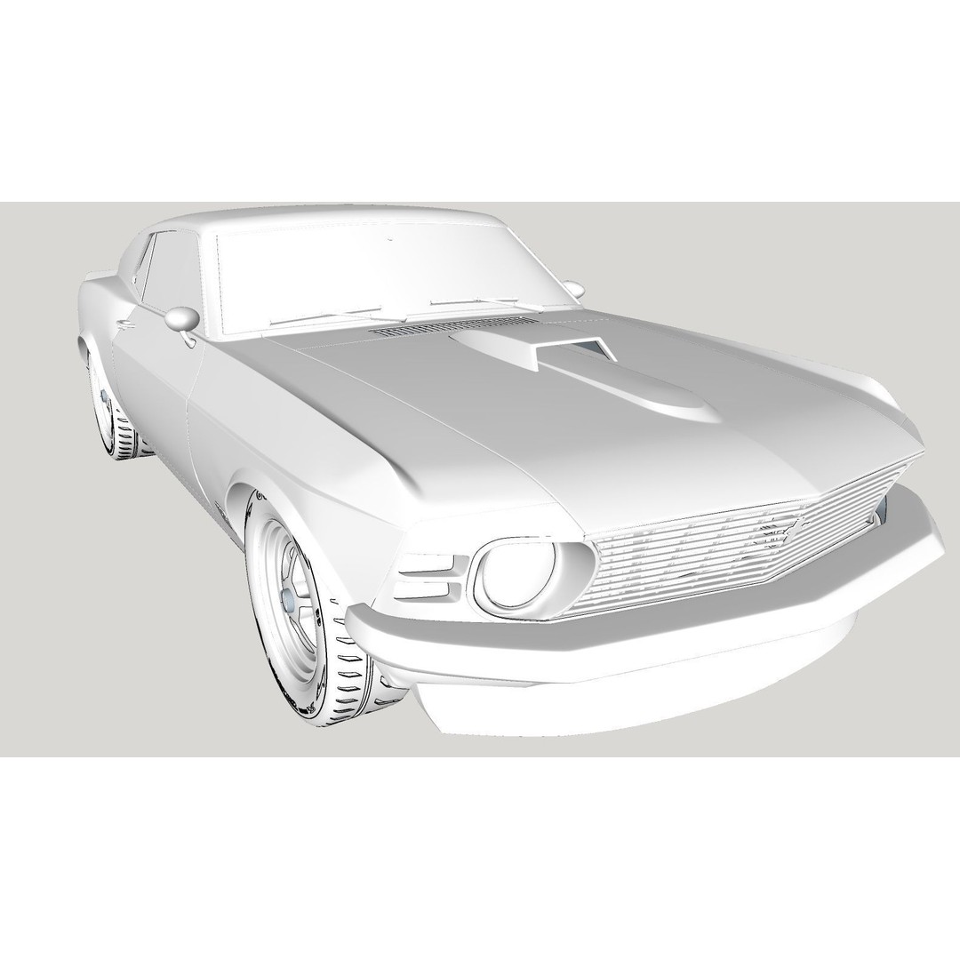 1970 Mustang 3D Model – High Poly & Low Poly Formats, Game Ready - View 25