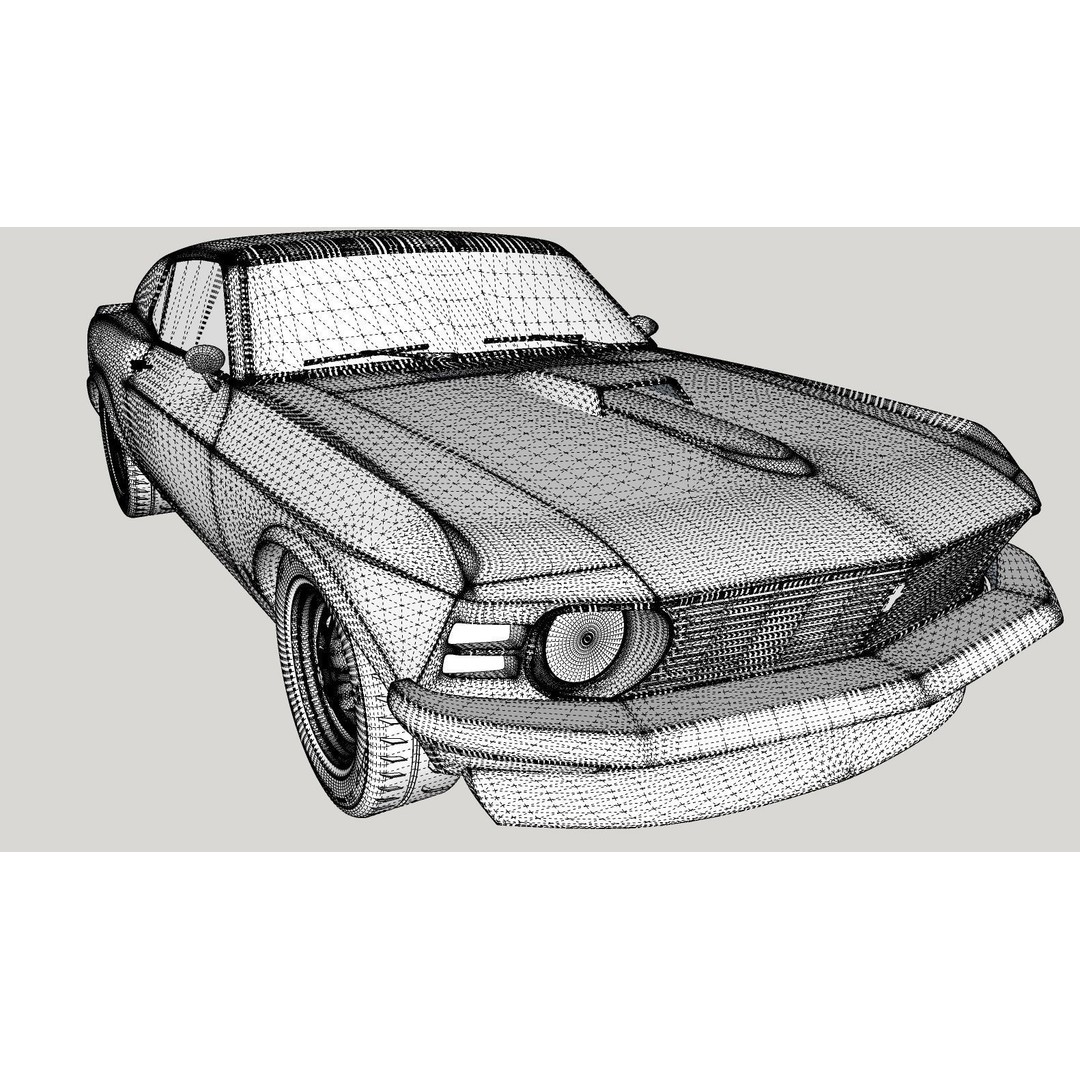 1970 Mustang 3D Model – High Poly & Low Poly Formats, Game Ready - View 26