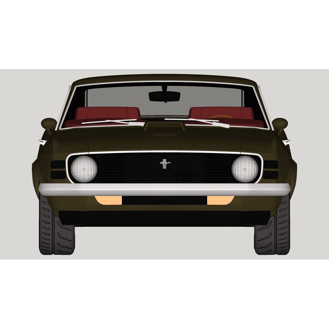 1970 Mustang 3D Model – High Poly & Low Poly Formats, Game Ready - View 27