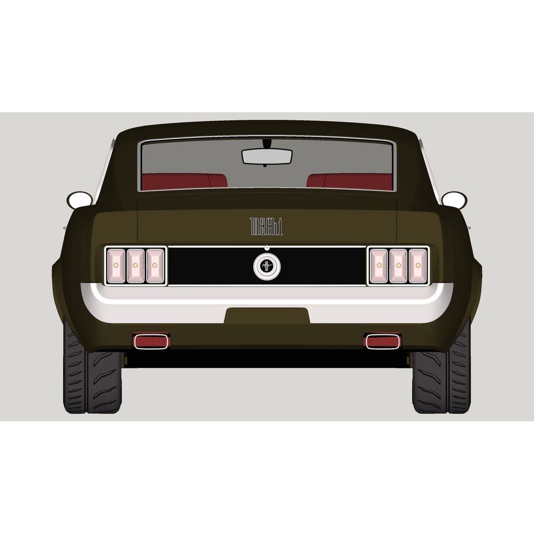 1970 Mustang 3D Model – High Poly & Low Poly Formats, Game Ready - View 28