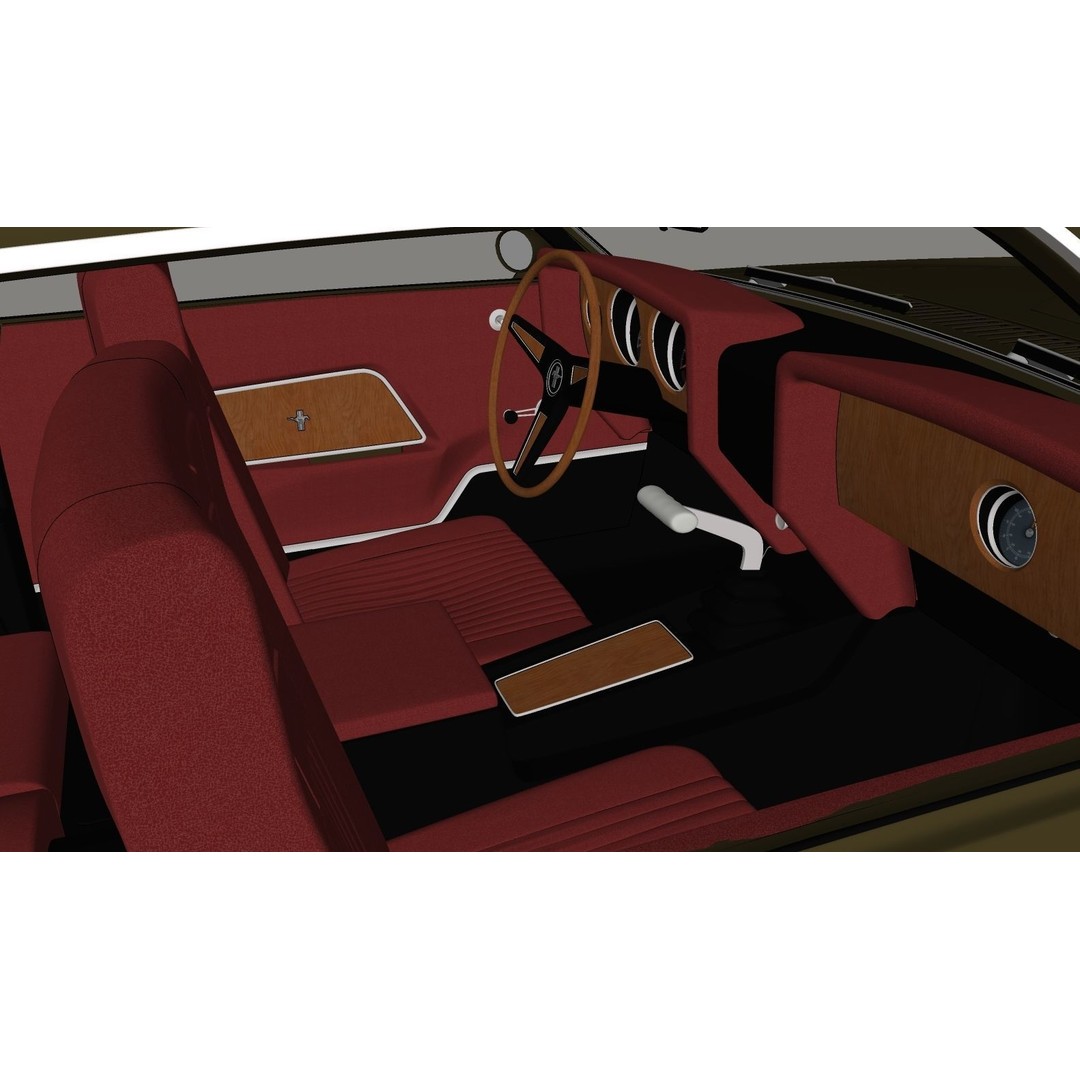 1970 Mustang 3D Model – High Poly & Low Poly Formats, Game Ready - View 32