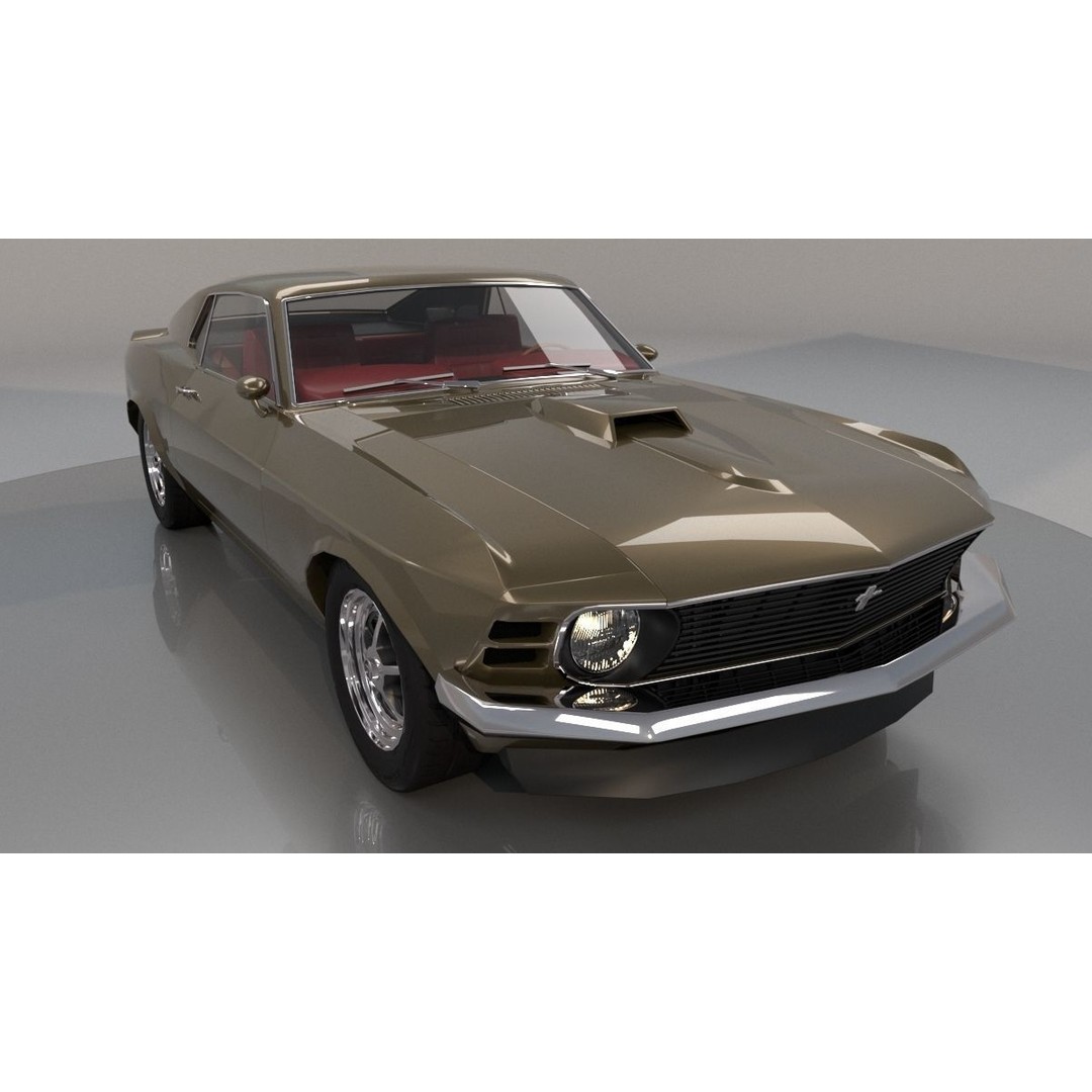 1970 Mustang 3D Model – High Poly & Low Poly Formats, Game Ready - View 34