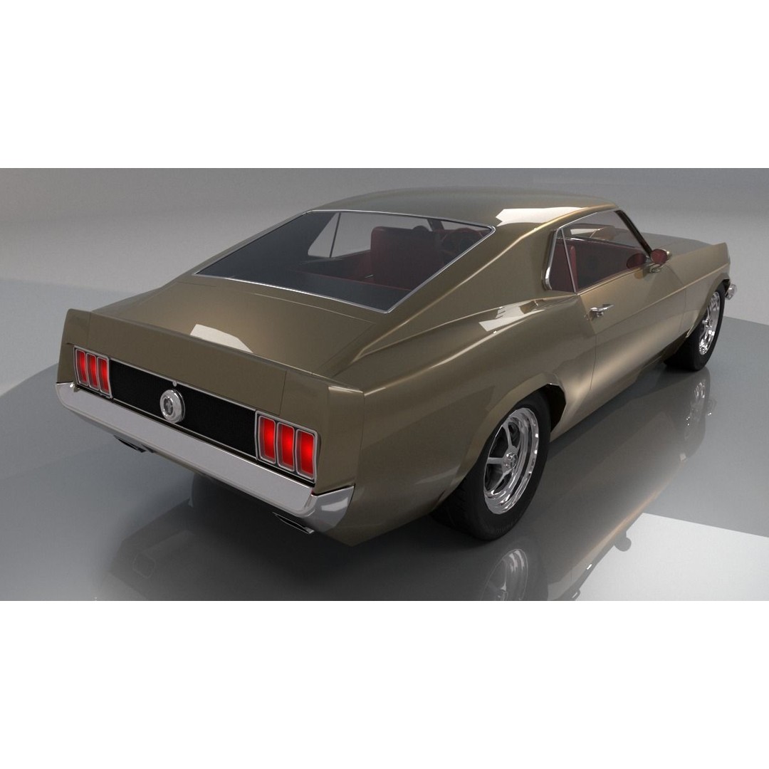 1970 Mustang 3D Model – High Poly & Low Poly Formats, Game Ready - View 35