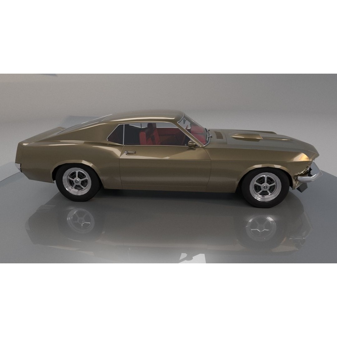 1970 Mustang 3D Model – High Poly & Low Poly Formats, Game Ready - View 36