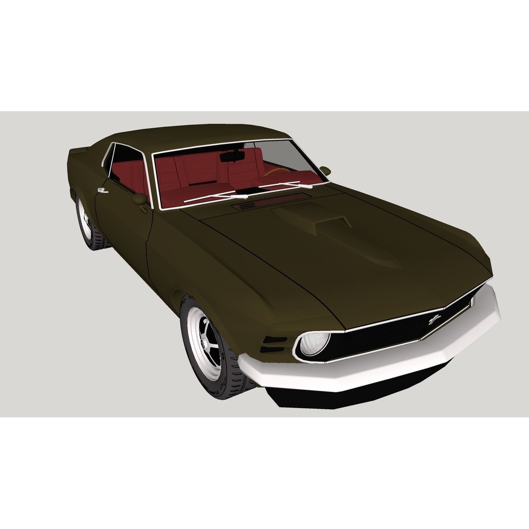 1970 Mustang 3D Model – High Poly & Low Poly Formats, Game Ready - View 41