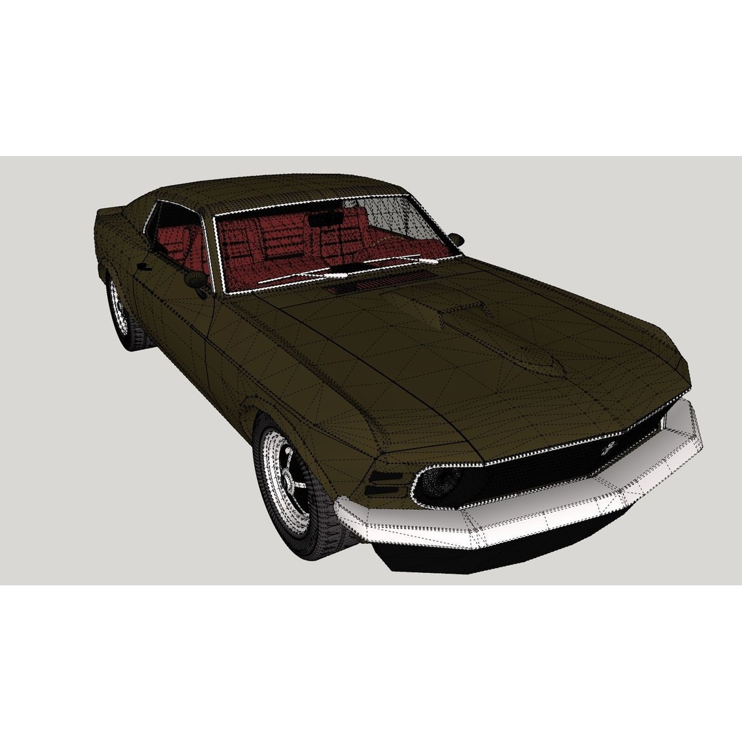 1970 Mustang 3D Model – High Poly & Low Poly Formats, Game Ready - View 42