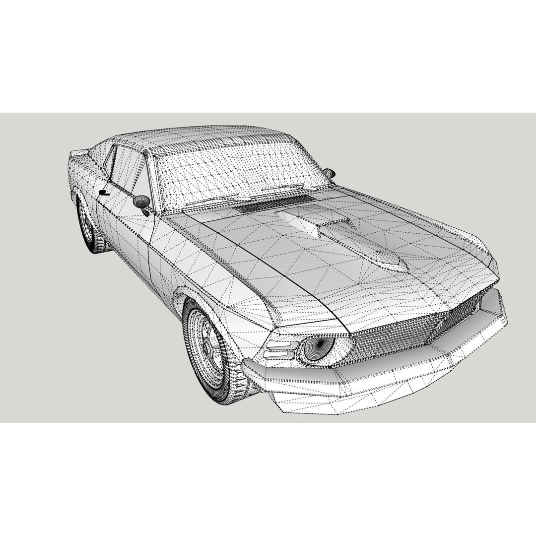 1970 Mustang 3D Model – High Poly & Low Poly Formats, Game Ready - View 43