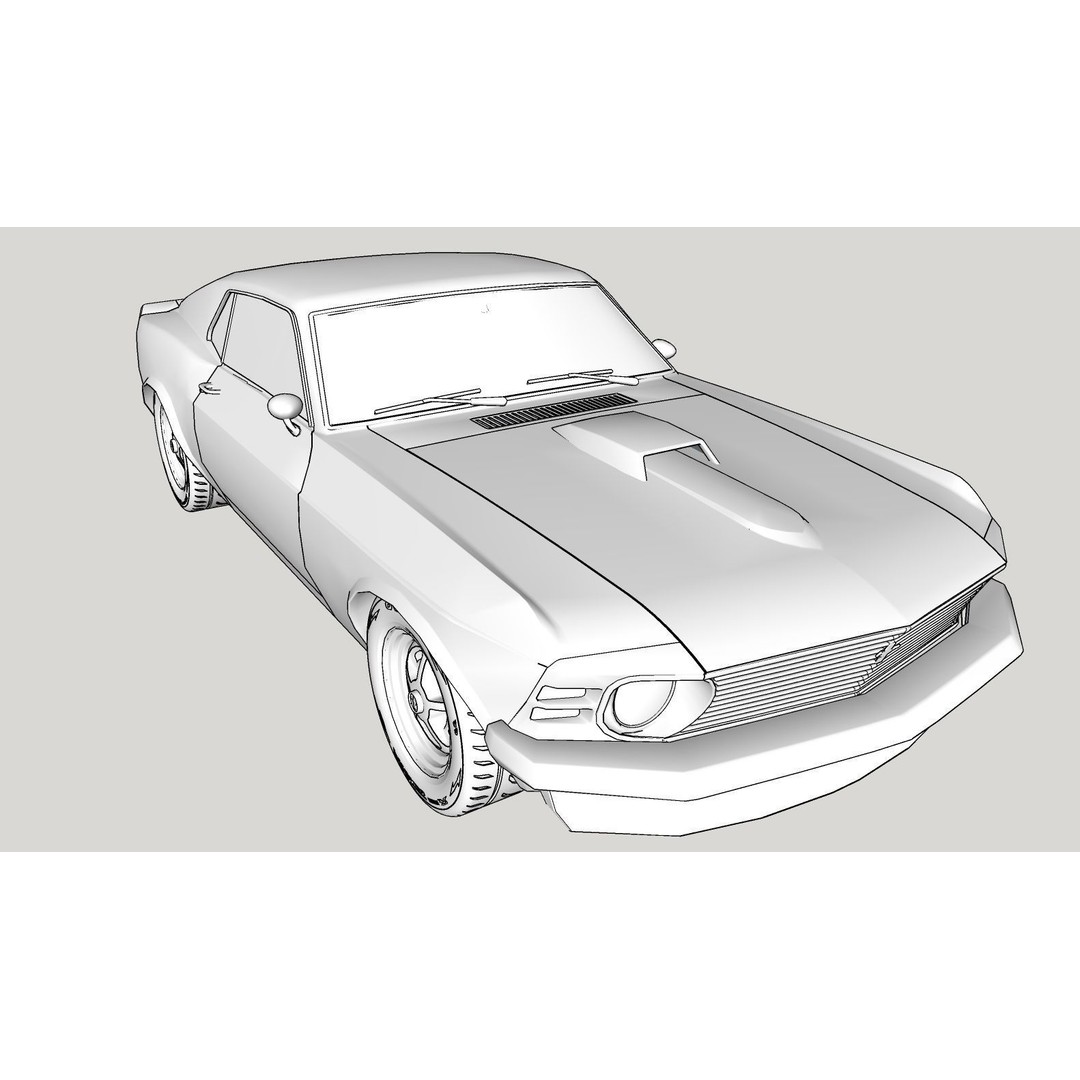 1970 Mustang 3D Model – High Poly & Low Poly Formats, Game Ready - View 45
