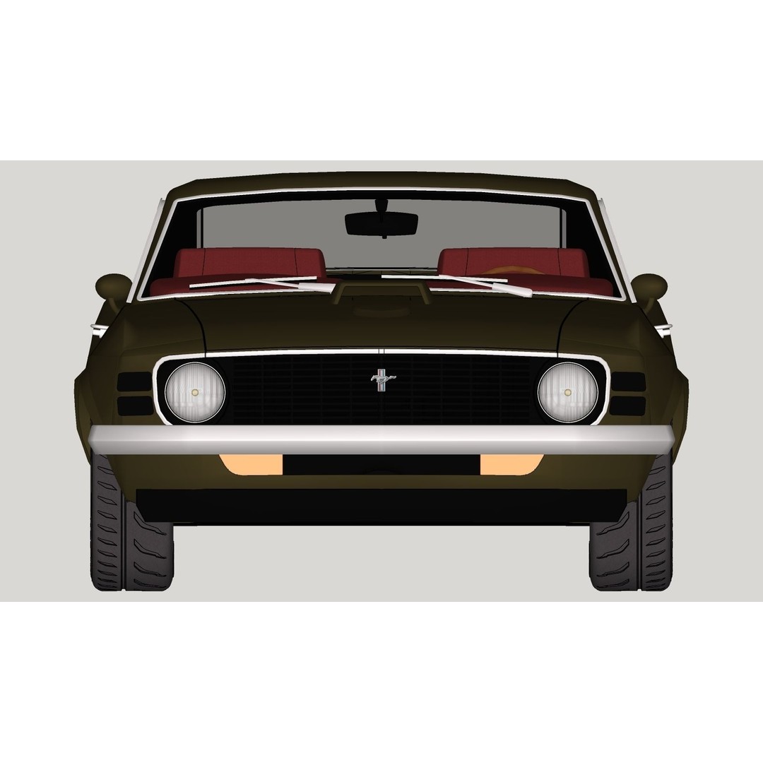 1970 Mustang 3D Model – High Poly & Low Poly Formats, Game Ready - View 46