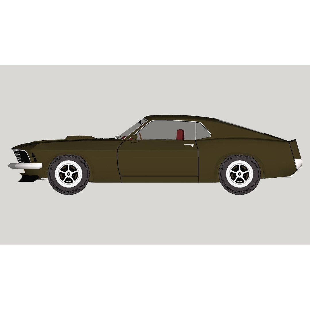 1970 Mustang 3D Model – High Poly & Low Poly Formats, Game Ready - View 48