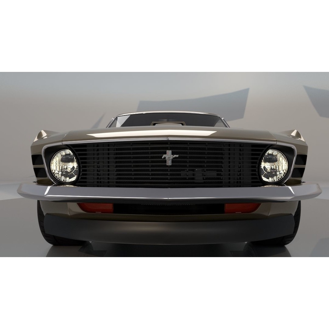 1970 Mustang 3D Model – High Poly & Low Poly Formats, Game Ready - View 6