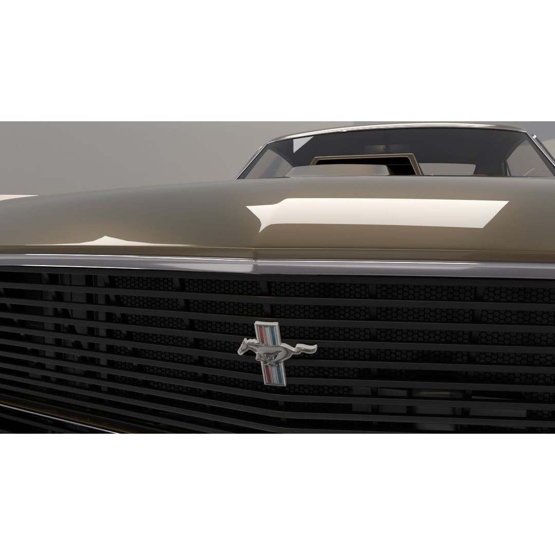 1970 Mustang 3D Model – High Poly & Low Poly Formats, Game Ready - View 8