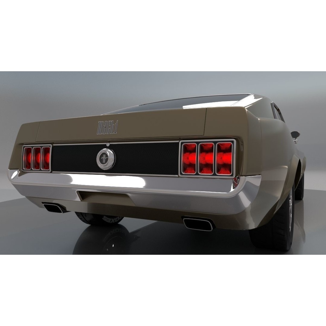 1970 Mustang 3D Model – High Poly & Low Poly Formats, Game Ready - View 9