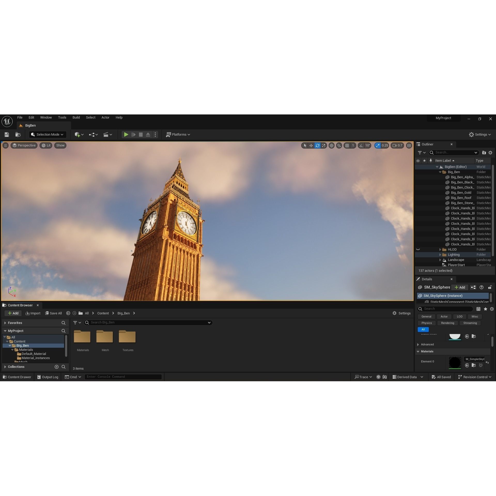 Big Ben Tower - High-Detail Game-Ready 3D Model
