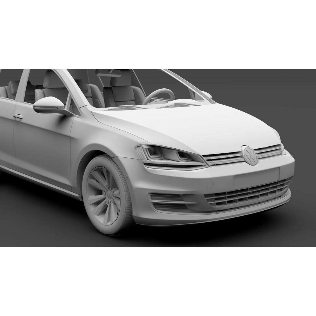 Volkswagen Golf 7 TSI 2016 3D Model – High Poly Vehicle, FBX, OBJ - View 17