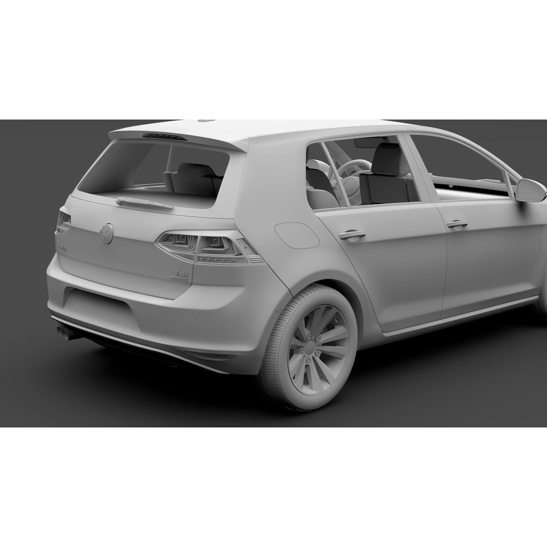 Volkswagen Golf 7 TSI 2016 3D Model – High Poly Vehicle, FBX, OBJ - View 23