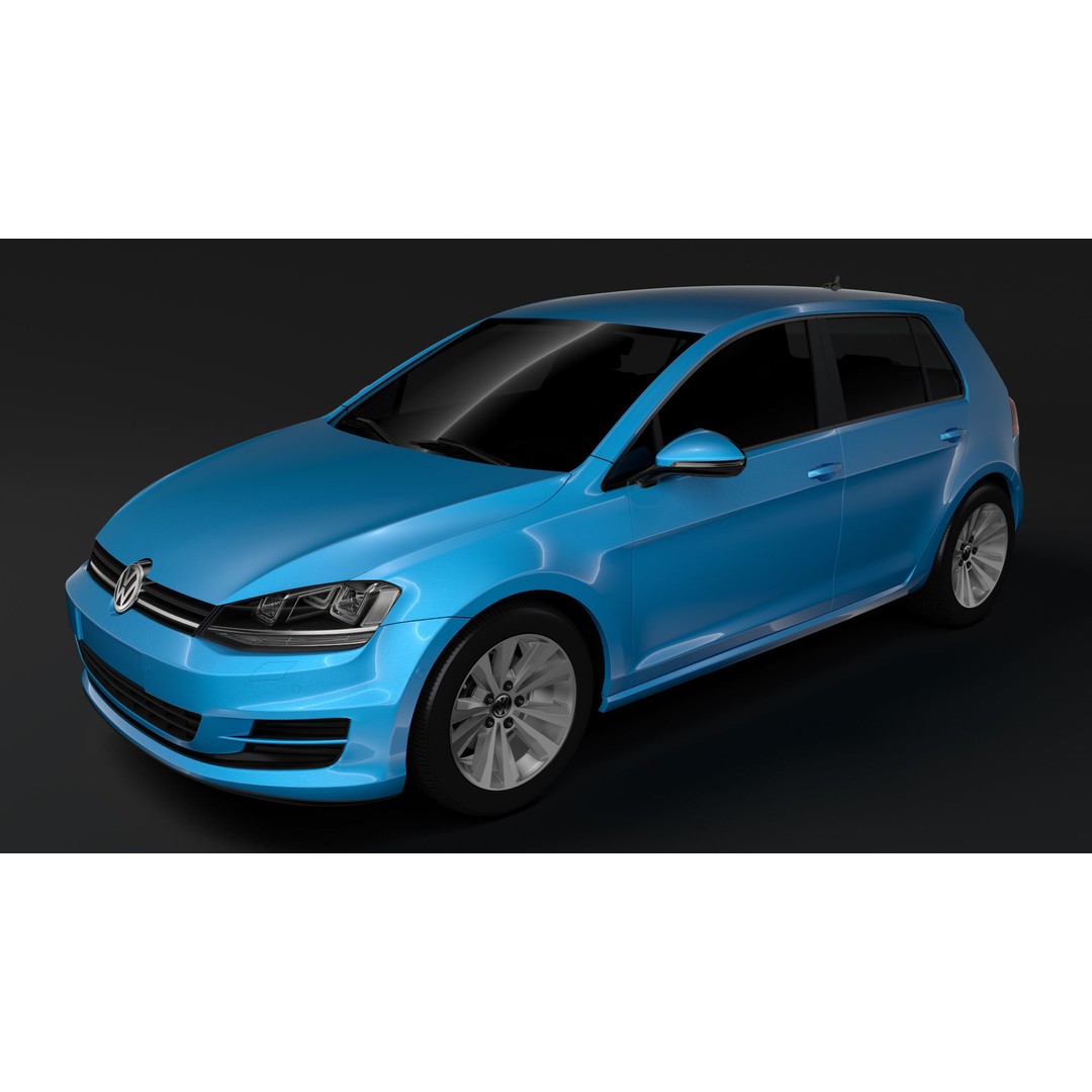 Volkswagen Golf 7 TSI 2016 3D Model – High Poly Vehicle, FBX, OBJ - View 3