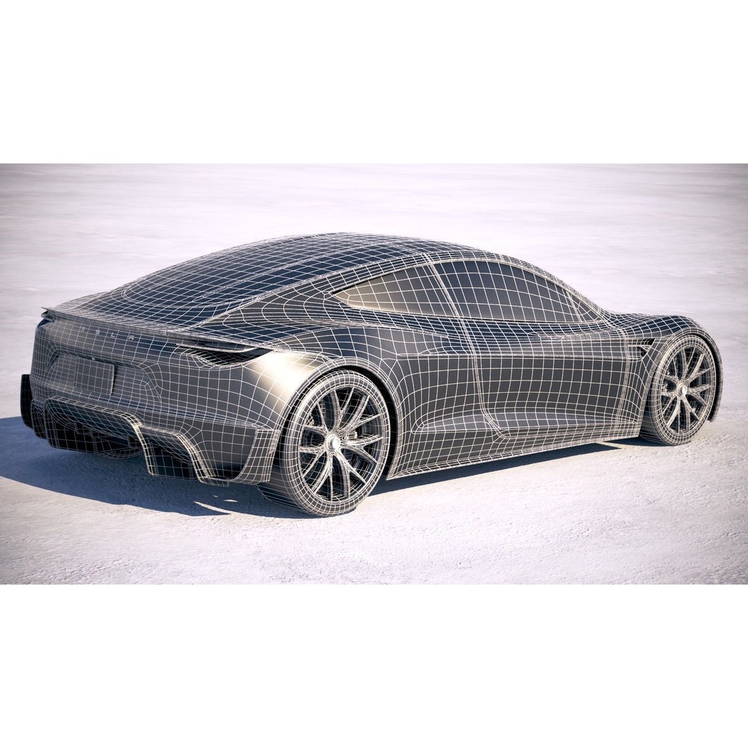 Tesla Roadster 2020 3D Model – High Poly Sport Coupe, FBX, OBJ